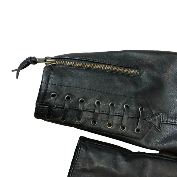 Vintage Women’s Fitted Harley Davidson Black Leather Biker Jacket Size 40/12 W - Picture 7 of 16